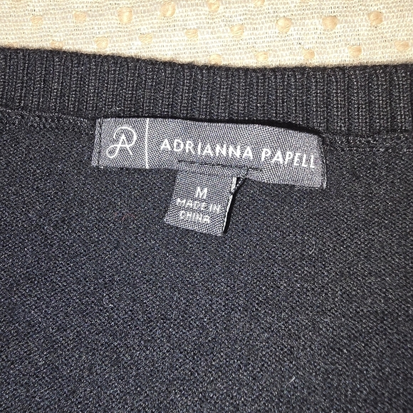 Adrianna Papell Round Neck Twofer Sweater Black & cheetah Print Size Medium - Picture 2 of 9